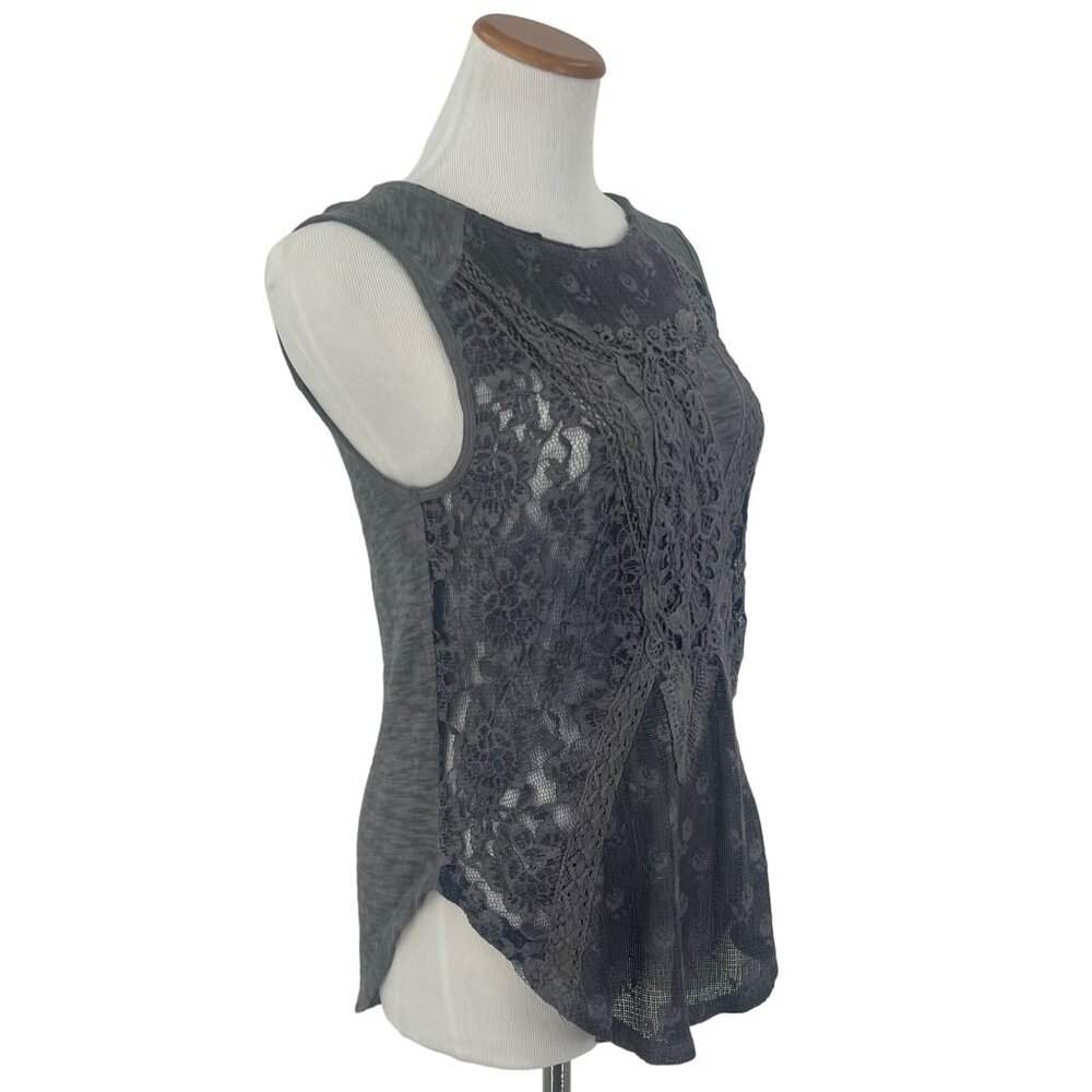 Free People Gray Lace Overlay Sleeveless Top - Picture 5 of 16